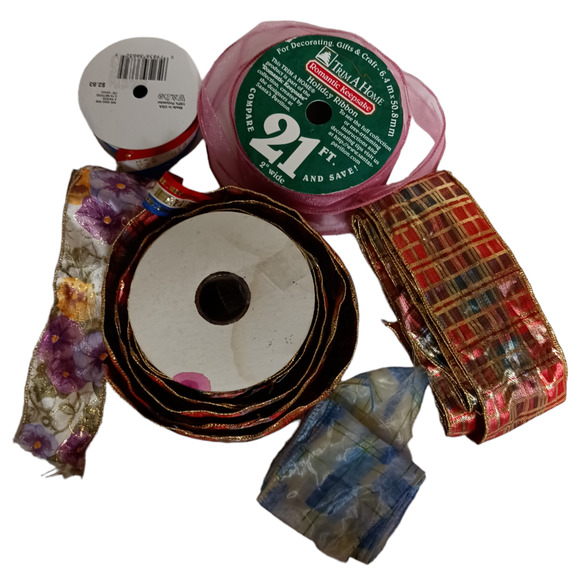 🎗️🎀Vintage Ribbon Bundle Valentine Christmas Patriotic Floral10 Rolls + Extras - Picture 6 of 11